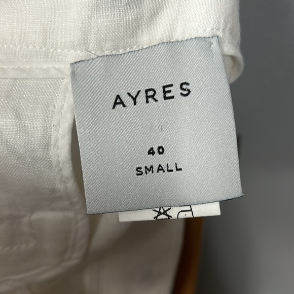 Ayres white linen short studded waist size 40 US 30” - Picture 5 of 7
